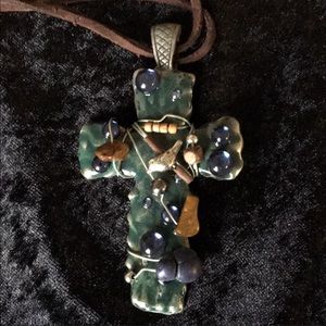 Treska cross necklace leather strand